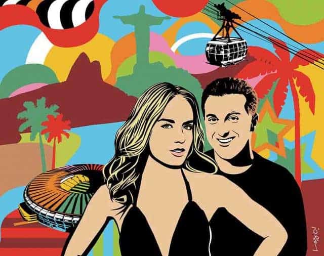Pintura em Pop Art de Lobo com retrato de celebridades