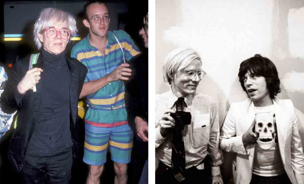 Left: Andy with Keith Haring Right: Warhol with Mick Jagger