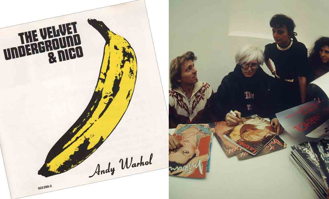 Andy Warhol com Velvet Underground e revista Interview