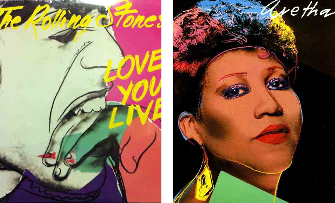 Rolling Stones Album and Aretha Franklin by Andy Warhol