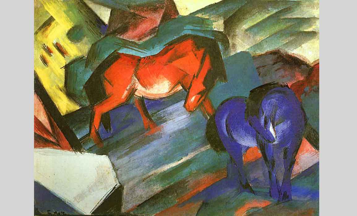 Cavalos vermelho e azul, de Franz Marc - Arte Abstrata