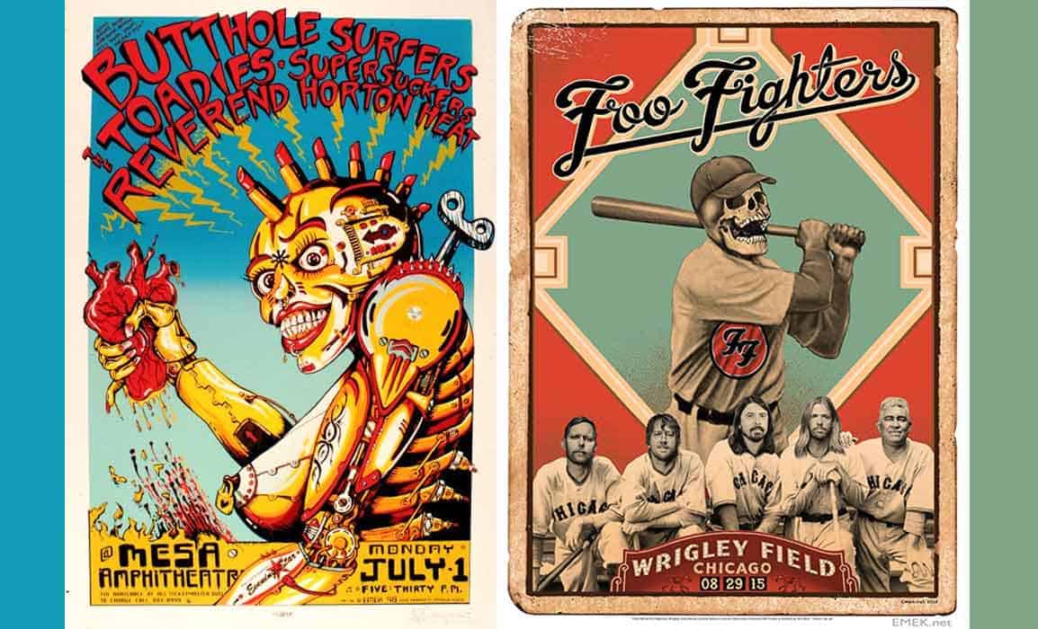 Melhores posters Emek para Butthole Surfers e Foo Fighters