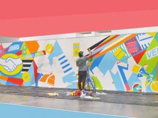 Pop Arte em Mural com o colorido e vibrante do artista Lobo