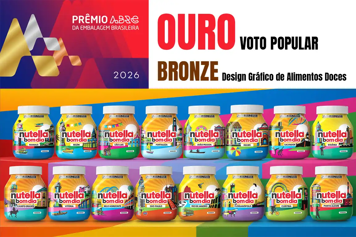 Nutella Bom Dia com artes de Lobo Pop Art premiada com Ouro e Bronze no Prêmio ABRE 2026