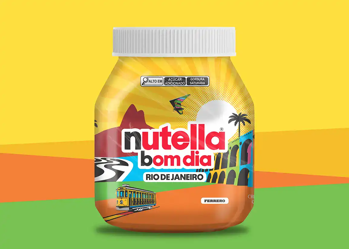 Embalagem Nutella Bom Dia do Rio de Janeiro com arte de Lobo Pop Art